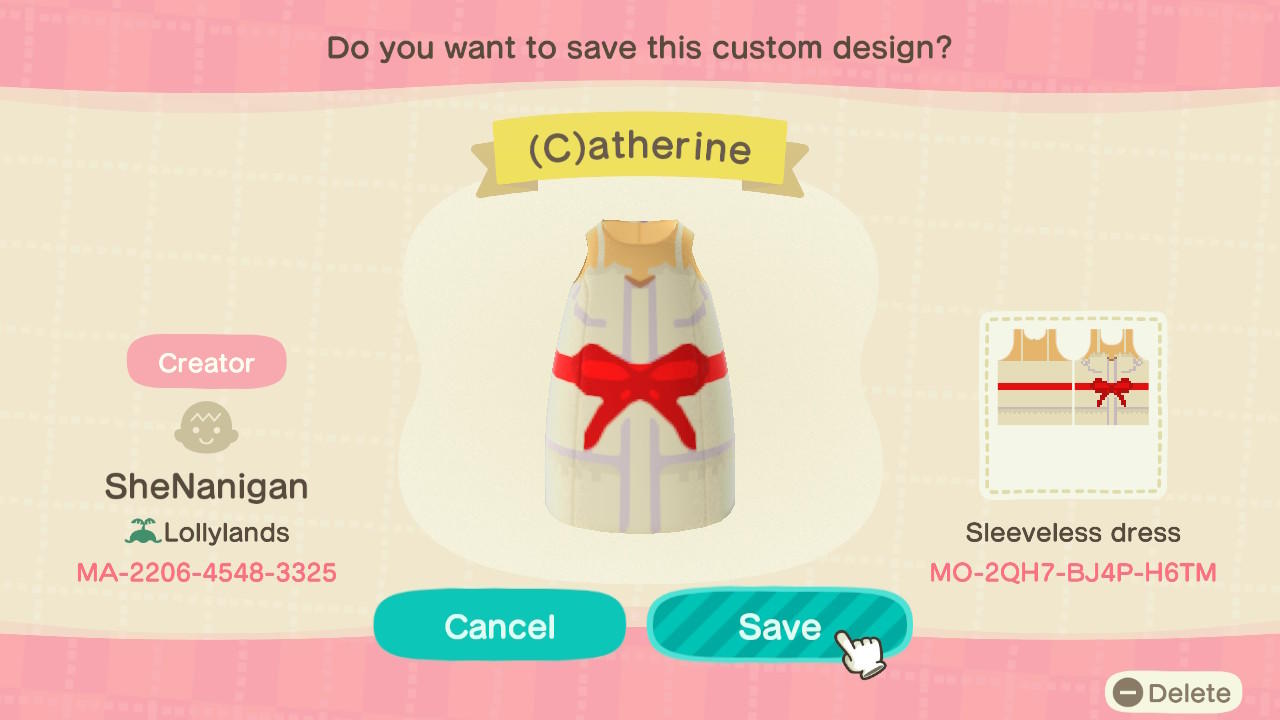Animal Crossing Design Code: MO-2QH7-BJ4P-H6TM (C)atherine