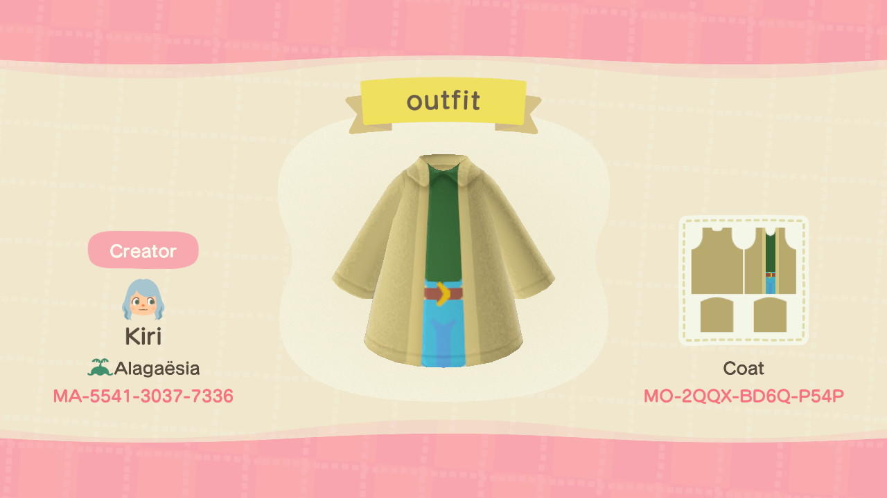 Animal Crossing Design Code: MO-2QQX-BD6Q-P54P Jacket outfit