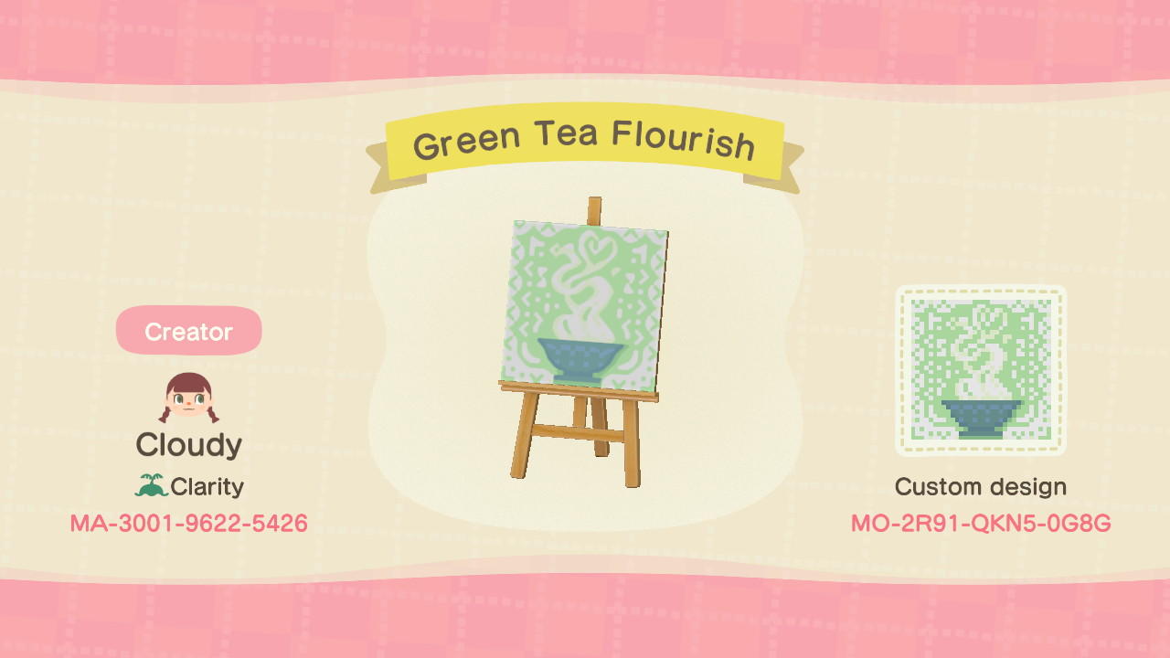Animal Crossing Design Code: MO-2R91-QKN5-0G8G Green Tea Flourish