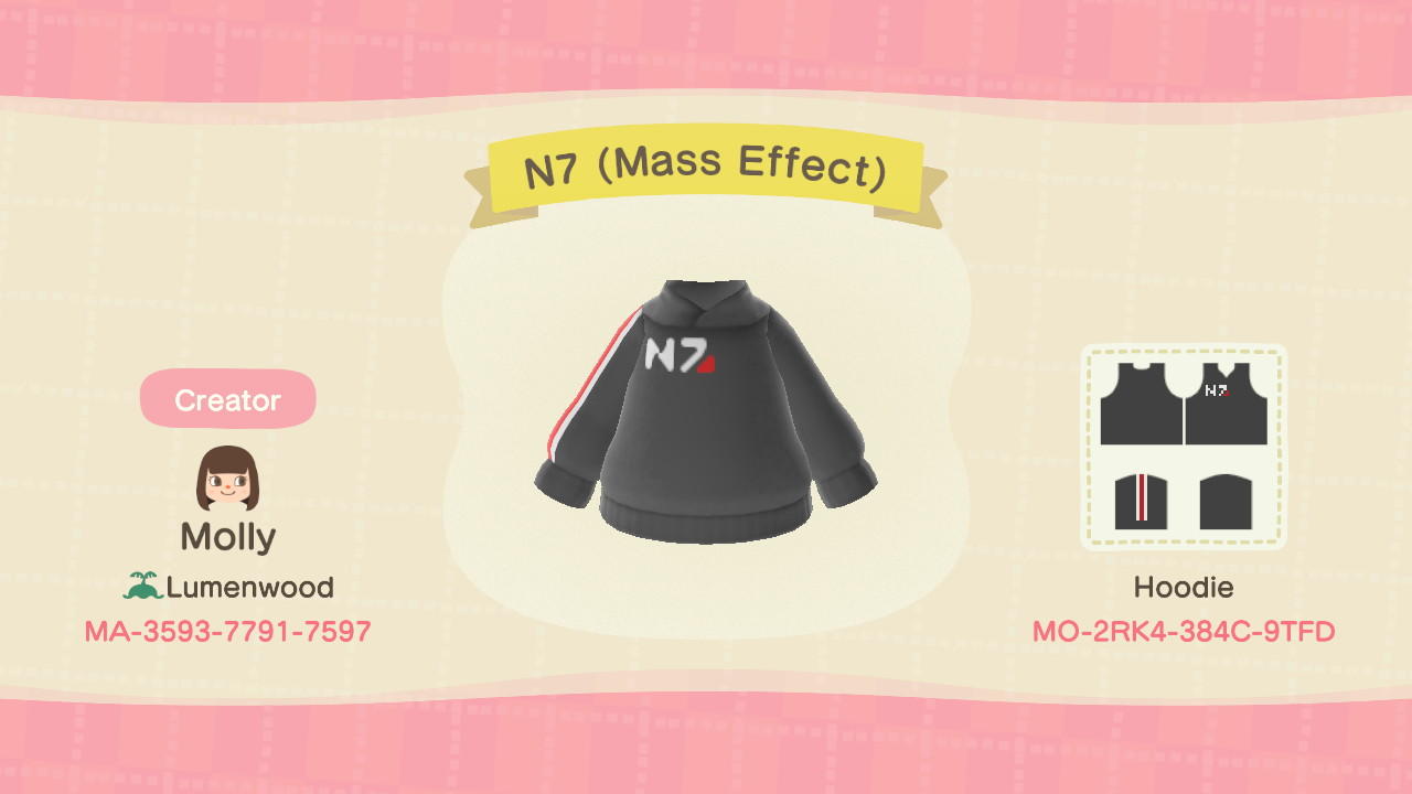 Animal Crossing Design Code: MO-2RK4-384C-9TFD N7 (Mass Effect)