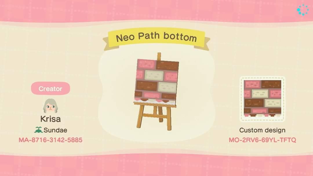 Animal Crossing Design Code: MO-2RV6-69YL-TFTQ Neo Path Bottom