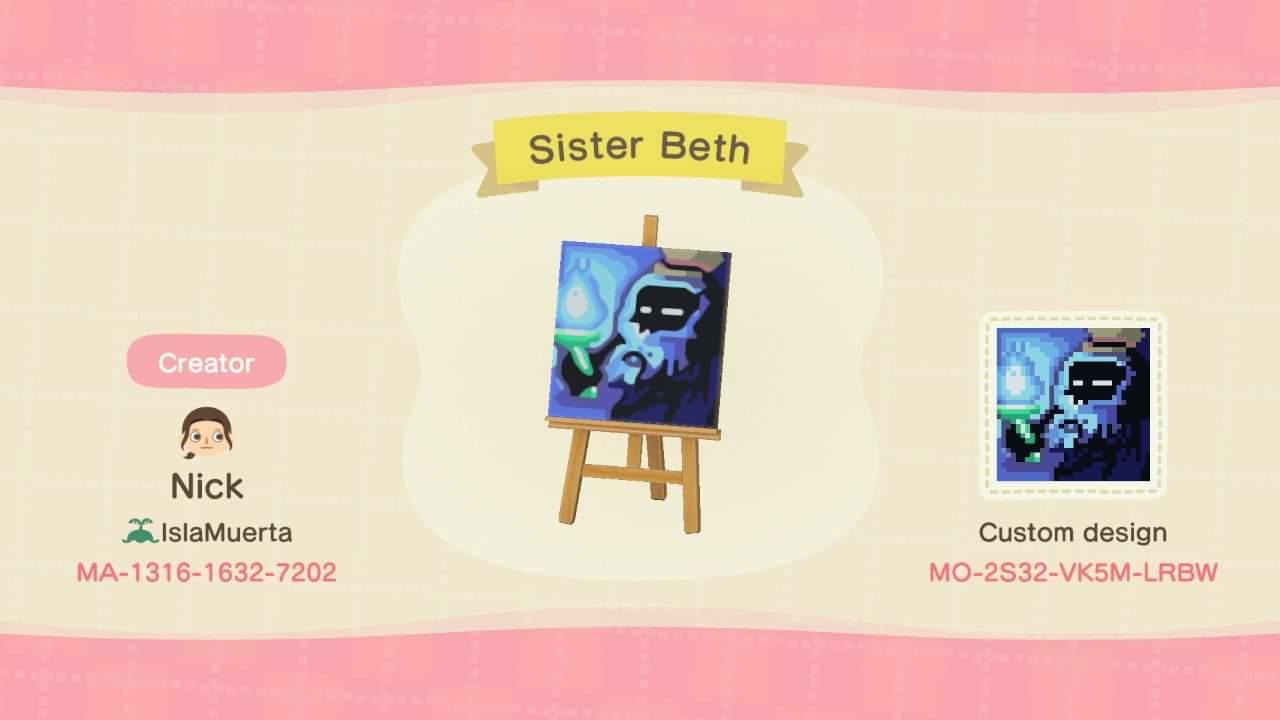 Animal Crossing Design Code: MO-2S32-VK5M-LRBW Poe Sister Beth