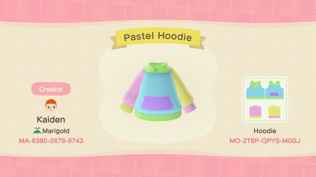 Animal Crossing Design Code: MO-2T8P-QPYS-M0GJ Pastel Hoodie