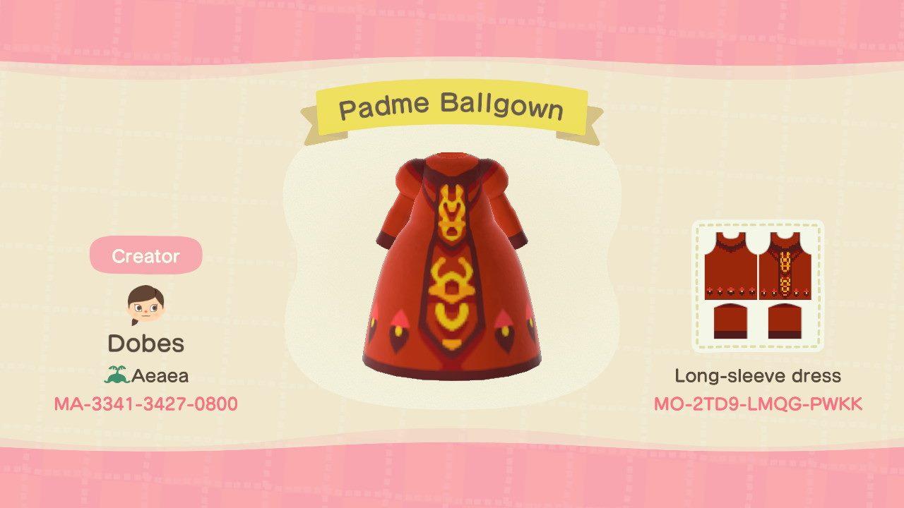 Animal Crossing Design Code: MO-2TD9-LMQG-PWKK Padme Ballgown