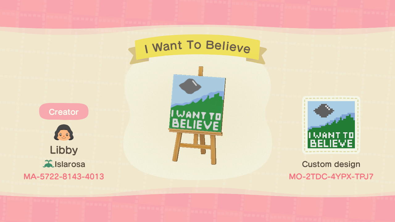 Animal Crossing Design Code: MO-2TDC-4YPX-TPJ7 X-Files Poster