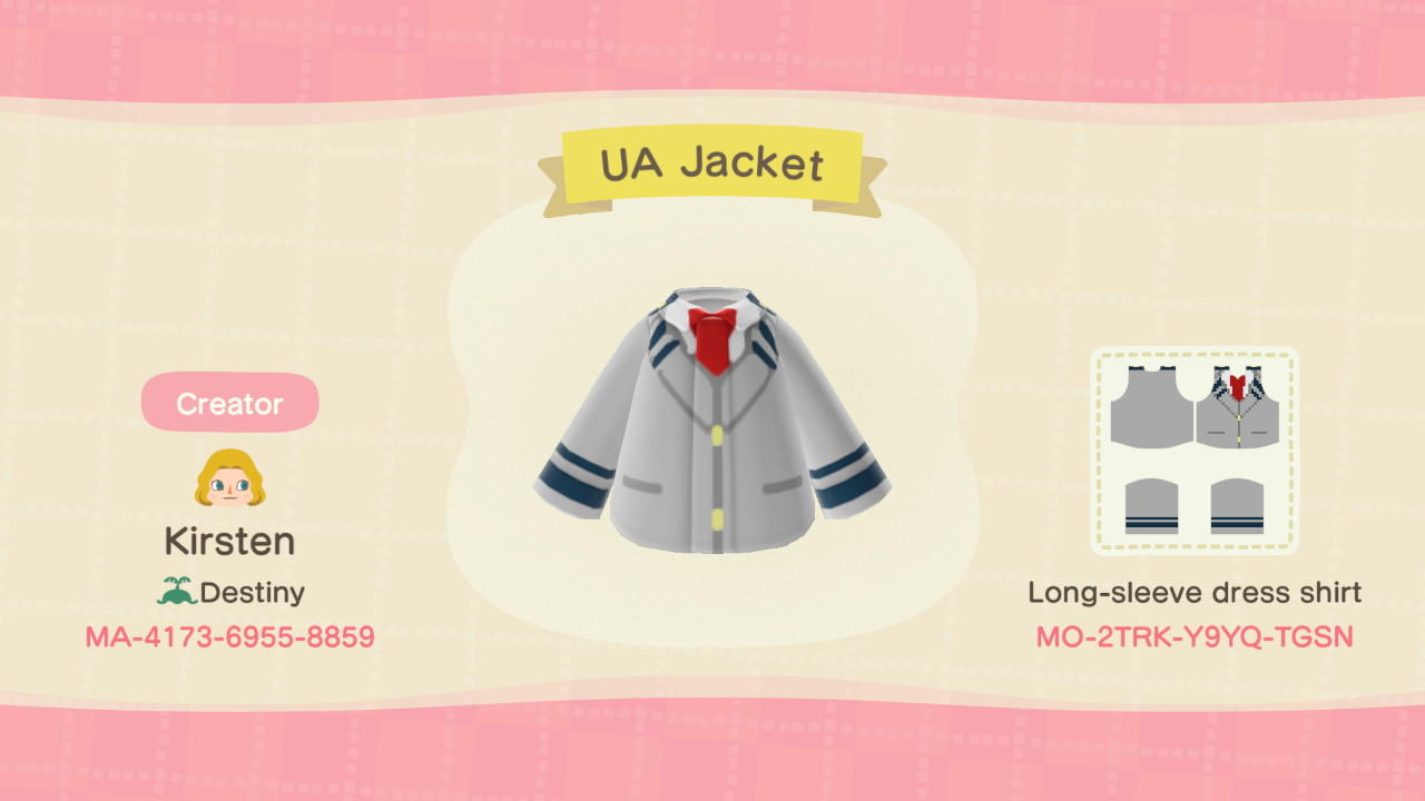 Animal Crossing Design Code: MO-2TRK-Y9YQ-TGSN UA Jacket