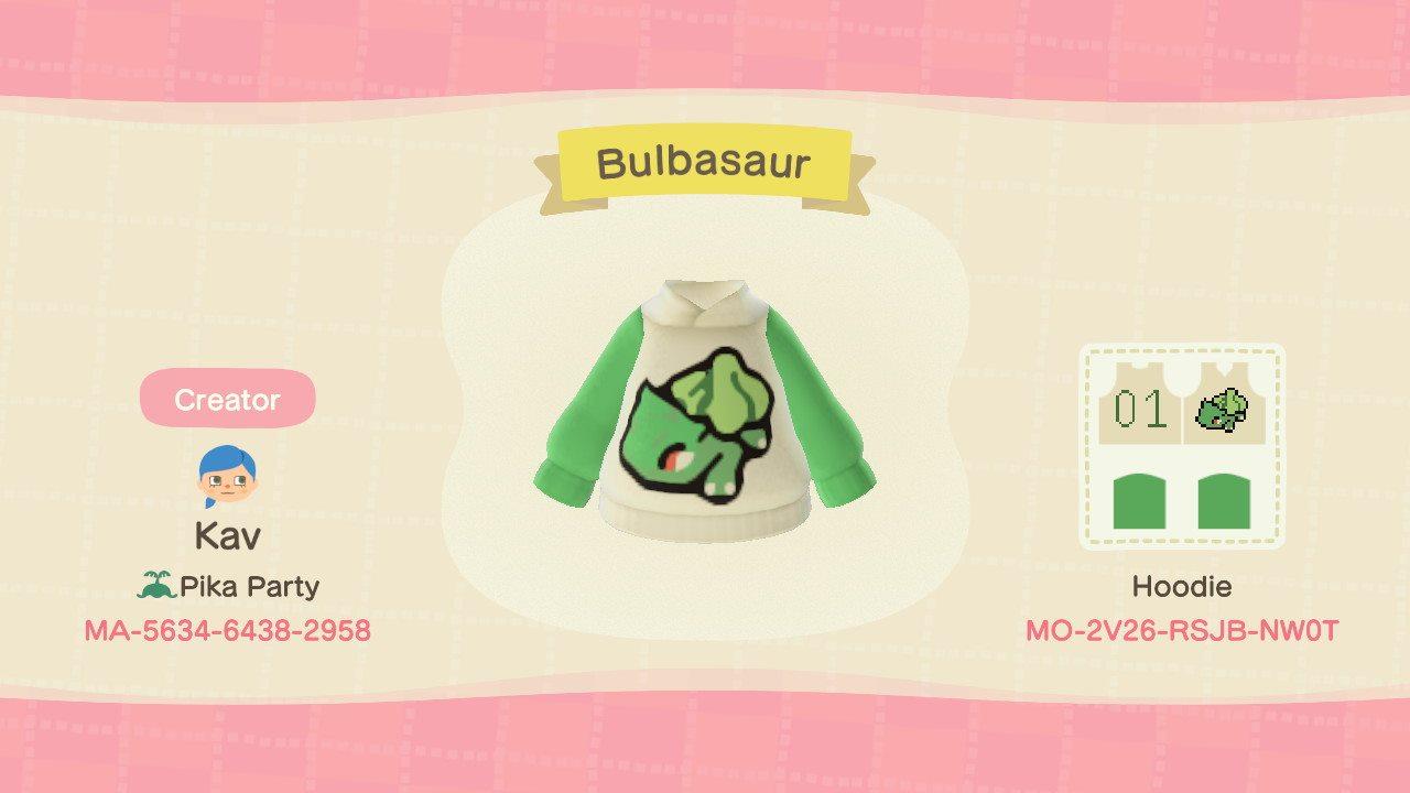 Animal Crossing Design Code: MO-2V26-RSJB-NW0T Bulbasaur Pokemon