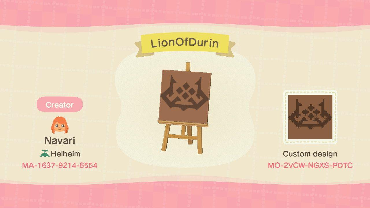 Animal Crossing Design Code: MO-2VCW-NGXS-PDTC LionOfDurin