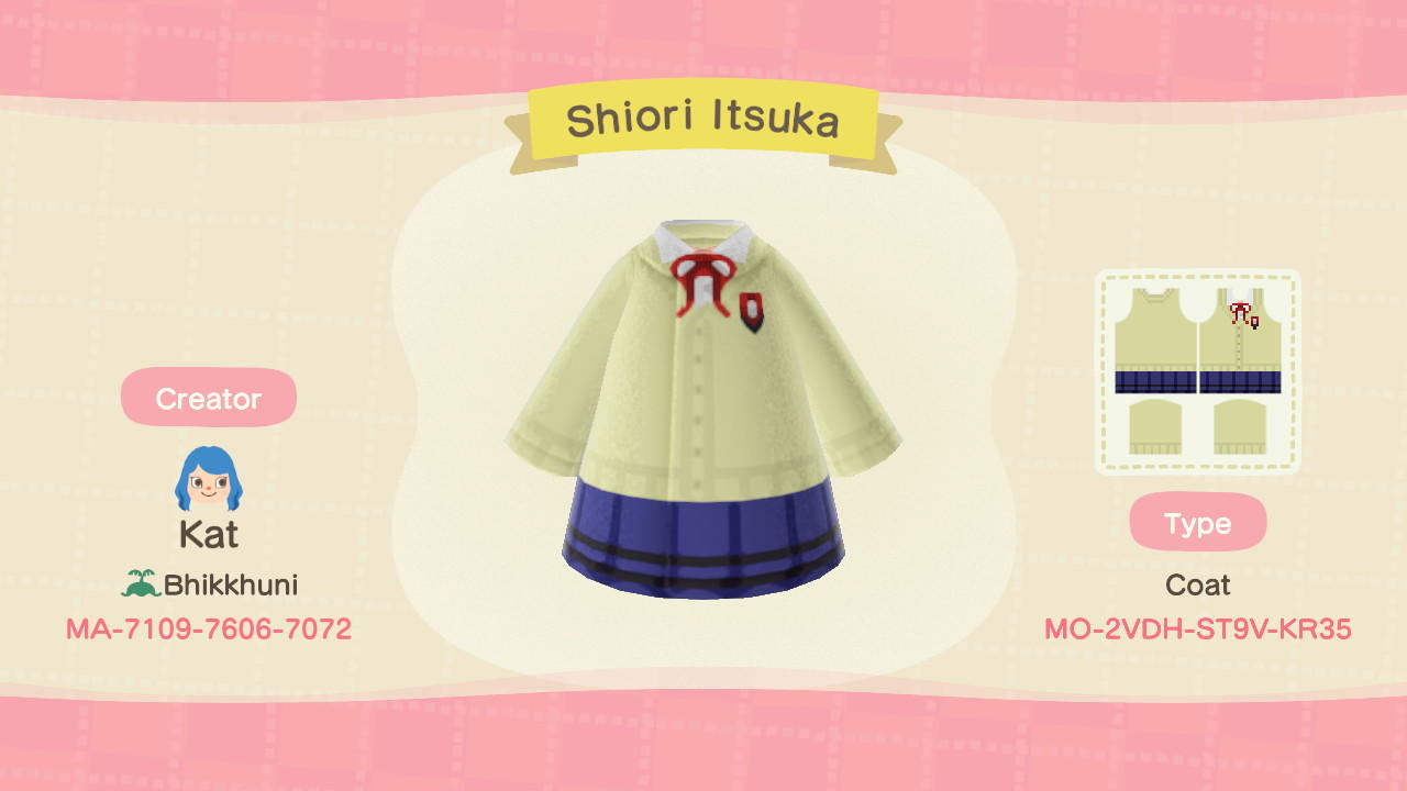 Animal Crossing Design Code: MO-2VDH-ST9V-KR35 Shiori Itsuka