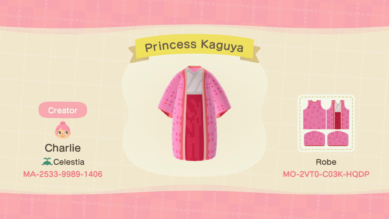 Animal Crossing Design Code: MO-2VT0-C03K-HQDP Princess Kaguya