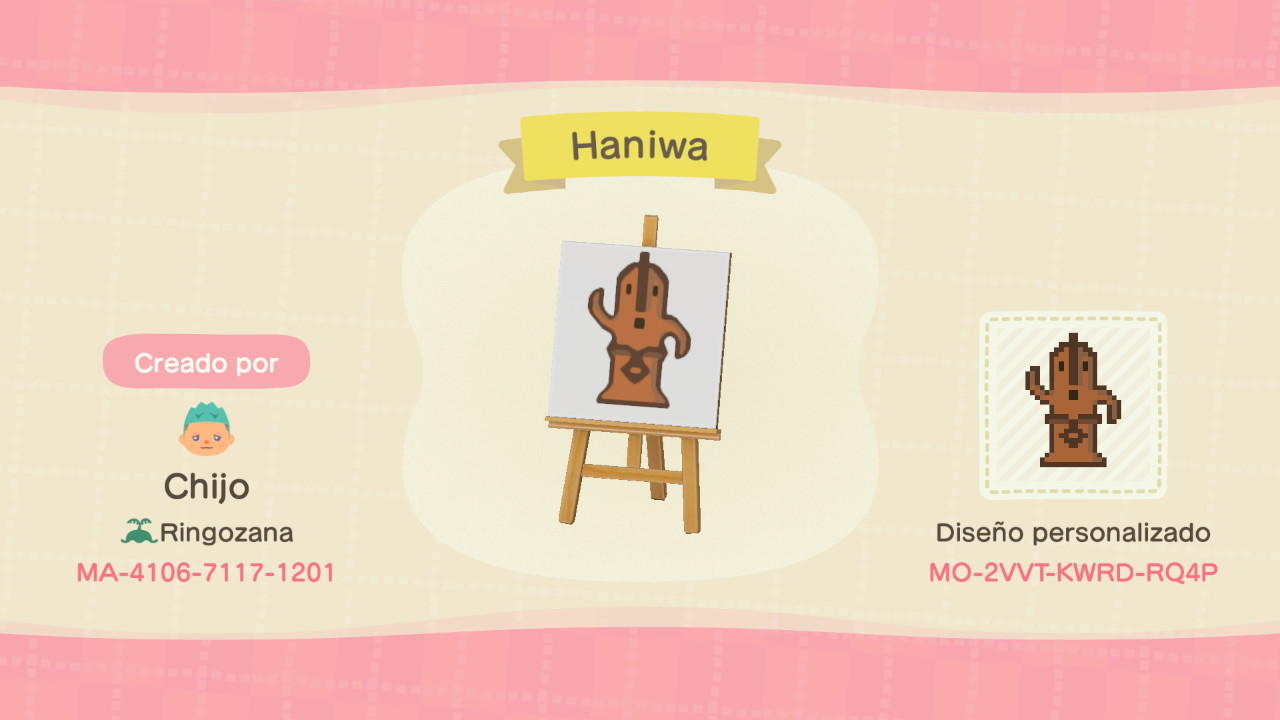 Animal Crossing Design Code: MO-2VVT-KWRD-RQ4P Haniwa