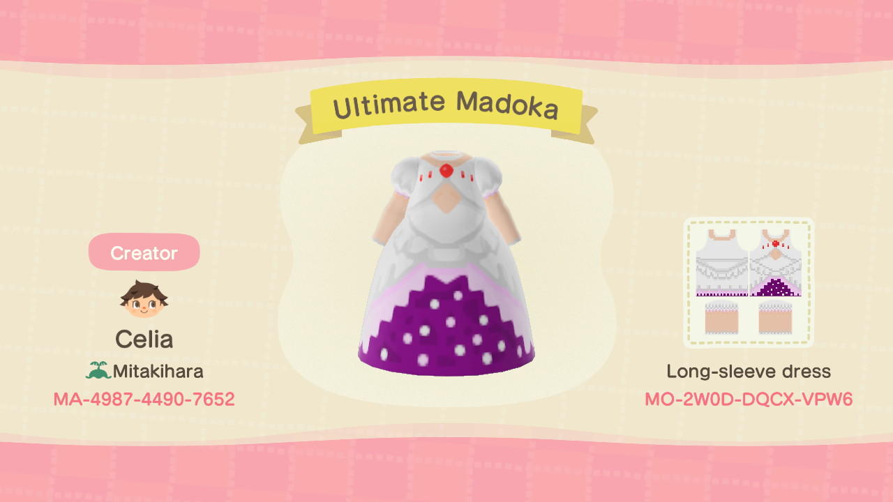 Animal Crossing Design Code: MO-2W0D-DQCX-VPW6 Ultimate Madoka