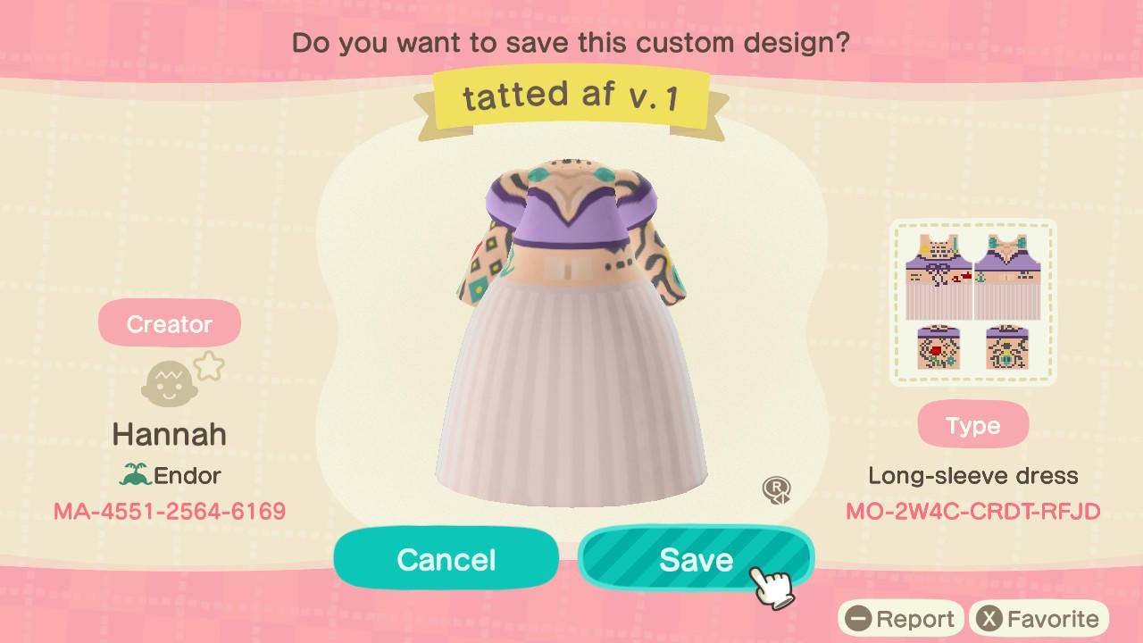 Animal Crossing Design Code: MO-2W4C-CRDT-RFJD Tatted AF V.1