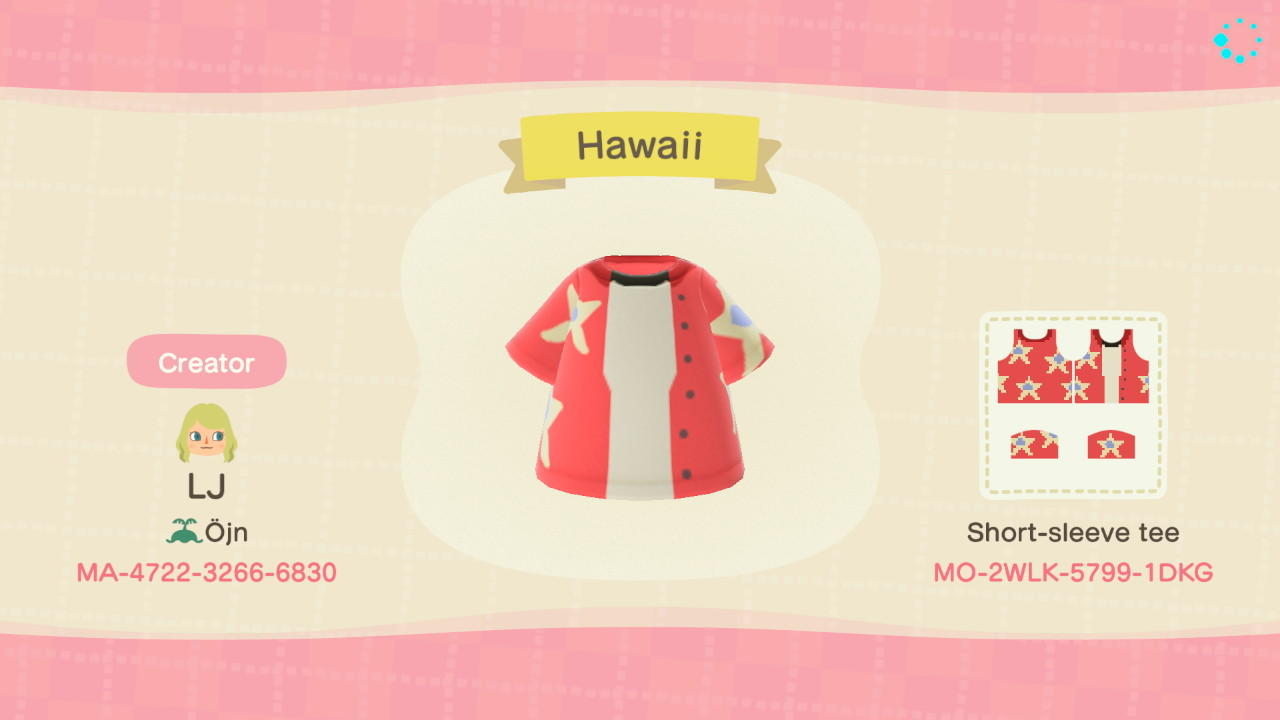 Animal Crossing Design Code: MO-2WLK-5799-1DKG Hawaii
