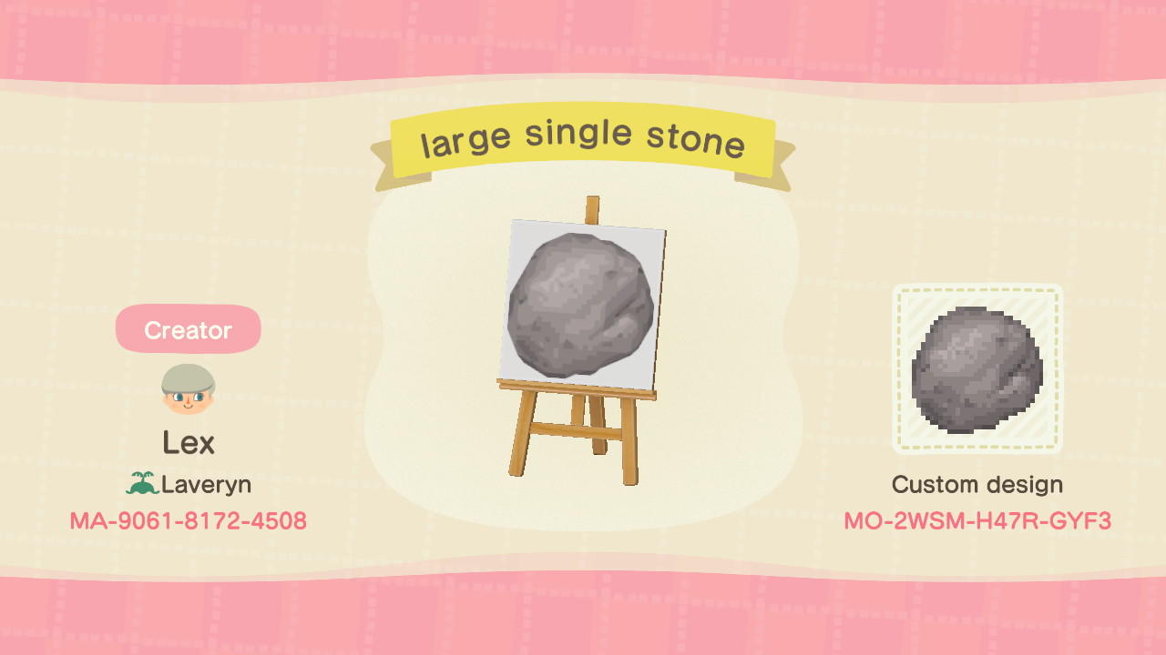 Animal Crossing Design Code: MO-2WSM-H47R-GYF3 large single stone