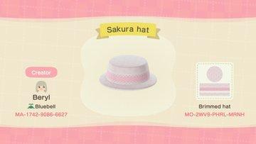 Animal Crossing Design Code: MO-2WV9-PHRL-MRNH Sakura Hat