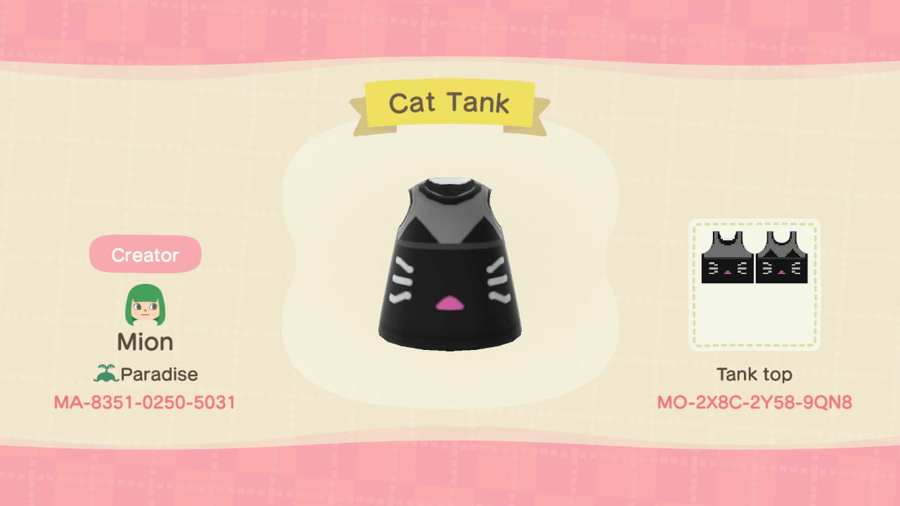 Animal Crossing Design Code: MO-2X8C-2Y58-9QN8 Cat Tank