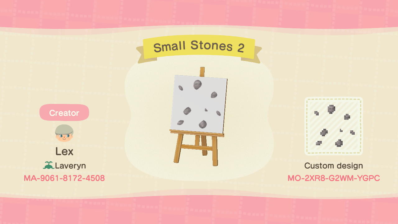 Animal Crossing Design Code: MO-2XR8-G2WM-YGPC Small Stones 2