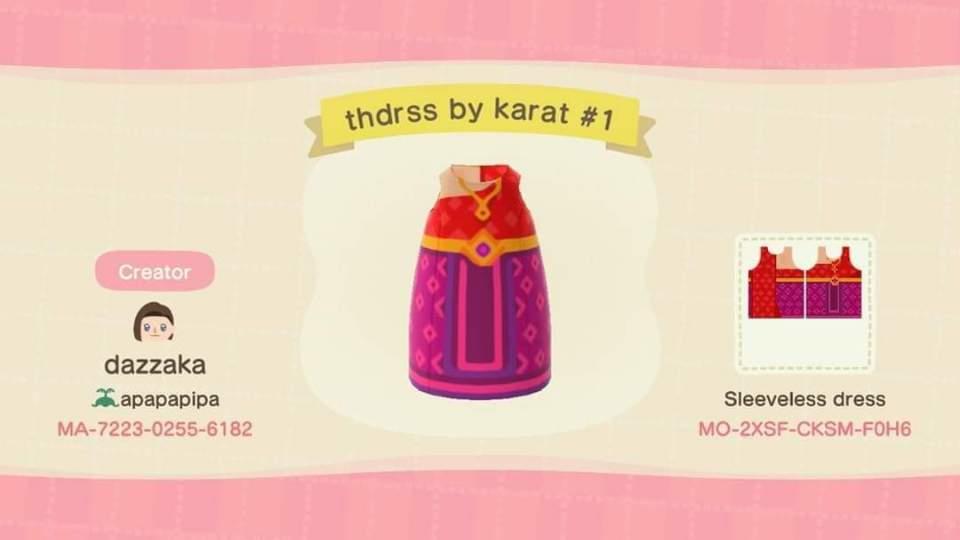 Animal Crossing Design Code: MO-2XSF-CKSM-F0H6 Thai dress red karak