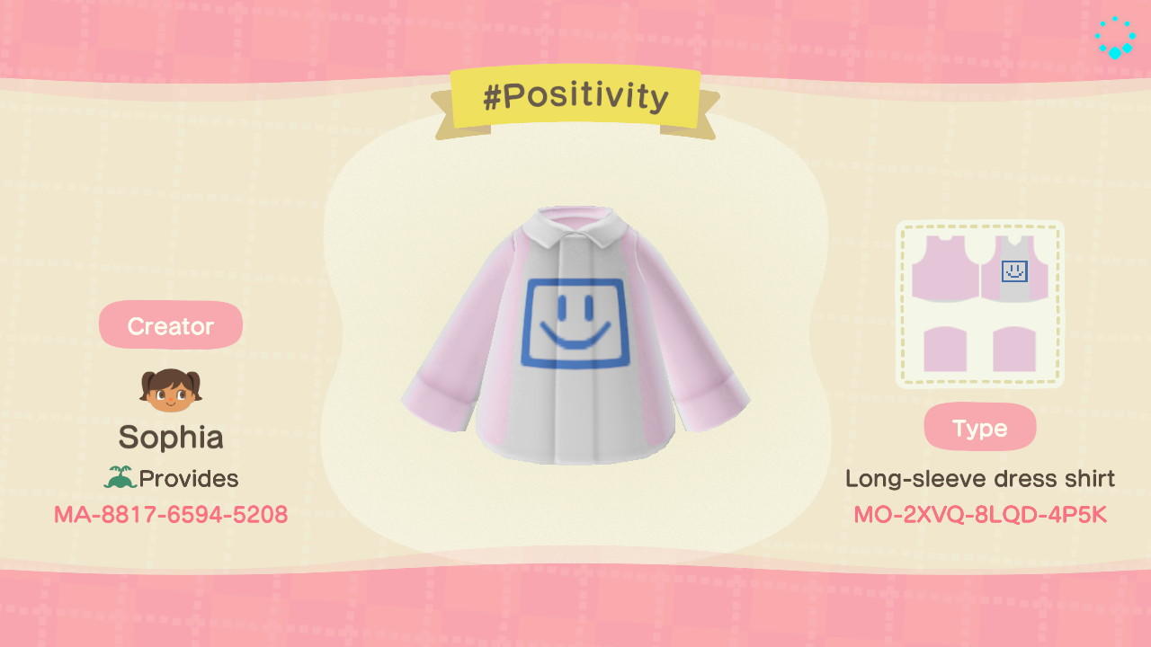 Animal Crossing Design Code: MO-2XVQ-8LQD-4P5K #Positivity