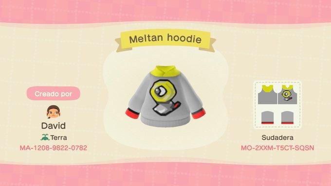 Animal Crossing Design Code: MO-2XXM-T5CT-SQSN Meltan Hoodie