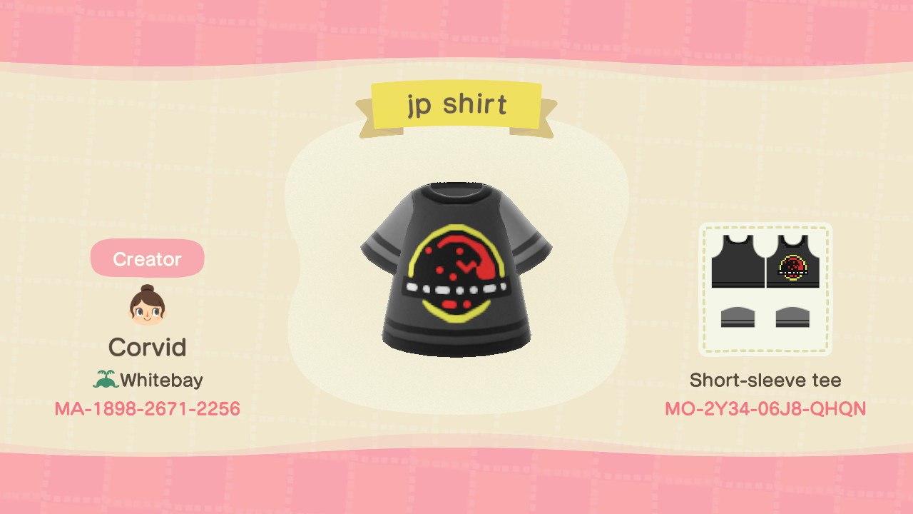 Animal Crossing Design Code: MO-2Y34-06J8-QHQN Jurassic Park Shirt