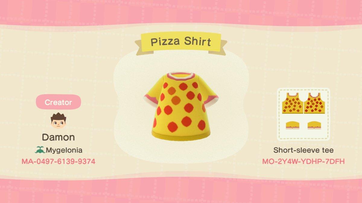 Animal Crossing Design Code: MO-2Y4W-YDHP-7DFH Pizza Shirt