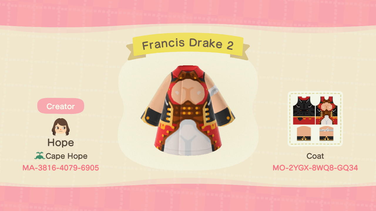 Animal Crossing Design Code: MO-2YGX-8WQ8-GQ34 Fate Francis Drake 2