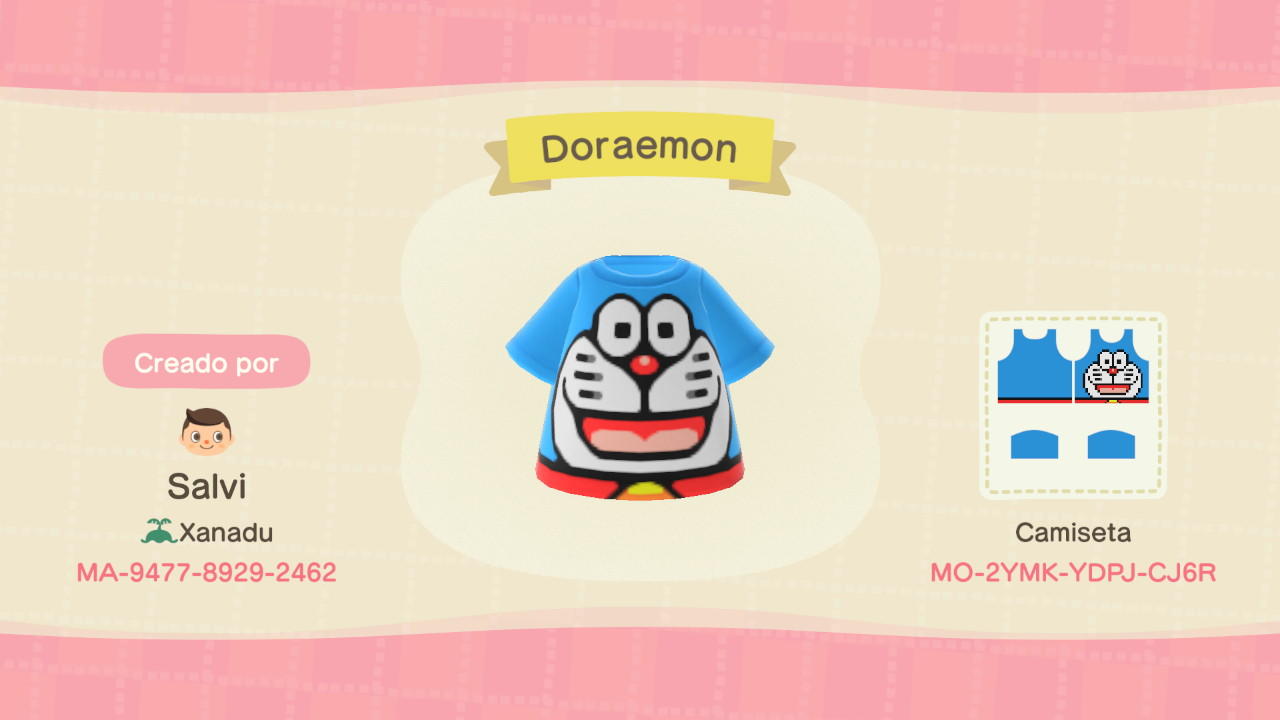 Animal Crossing Design Code: MO-2YMK-YDPJ-CJ6R Doraemon