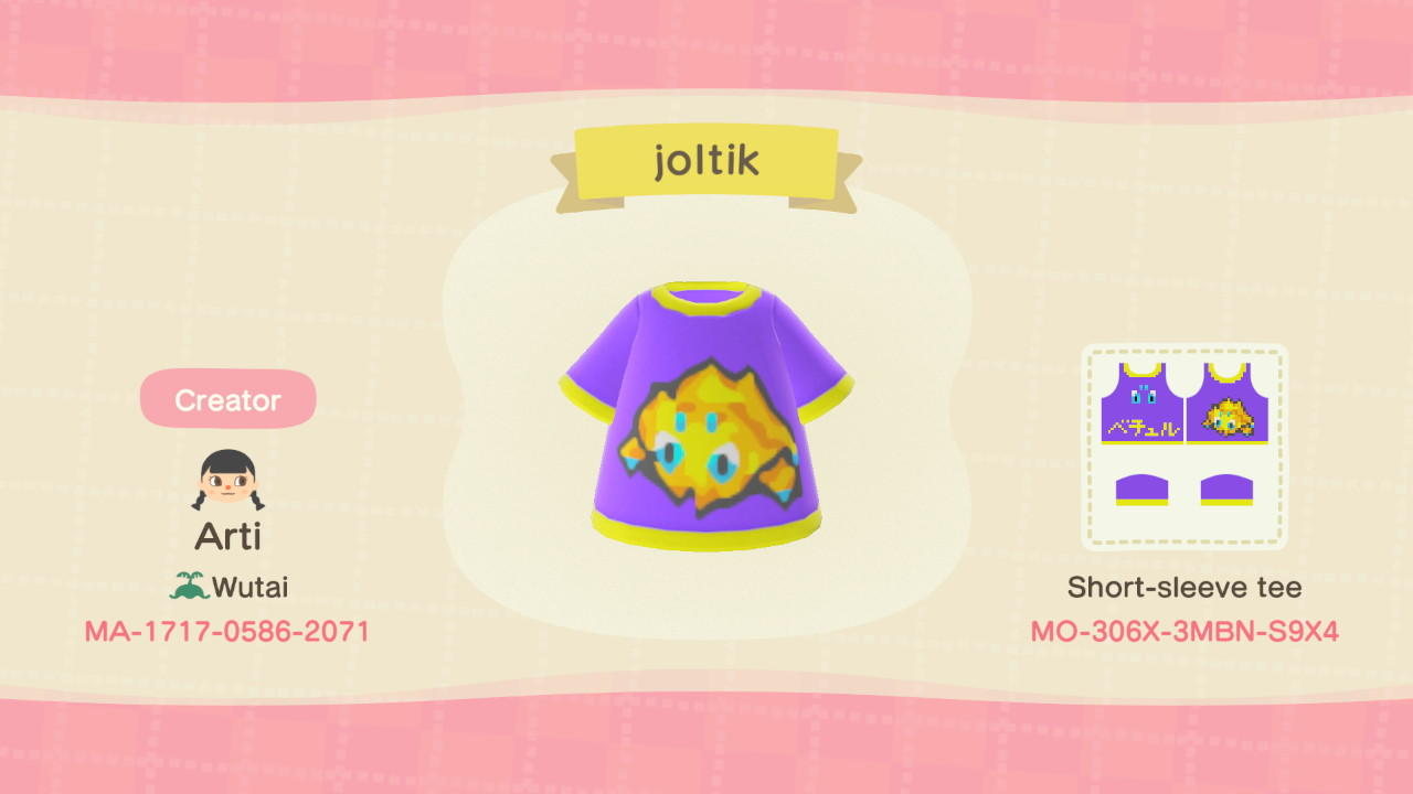 Animal Crossing Design Code: MO-306X-3MBN-S9X4 Joltik