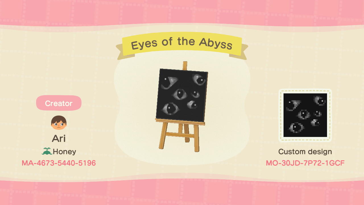 Animal Crossing Design Code: MO-30JD-7P72-1GCF Eyes of the Abyss