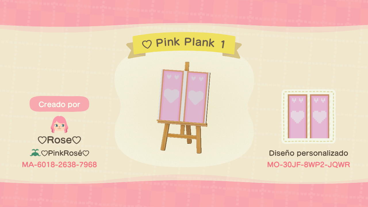 Animal Crossing Design Code: MO-30JF-8WP2-JQWR Cute Pink Plank 1