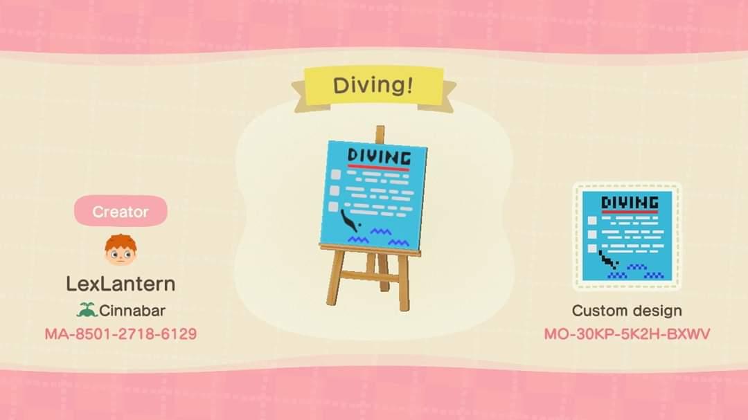 Animal Crossing Design Code: MO-30KP-5K2H-BXWV Diving Rules