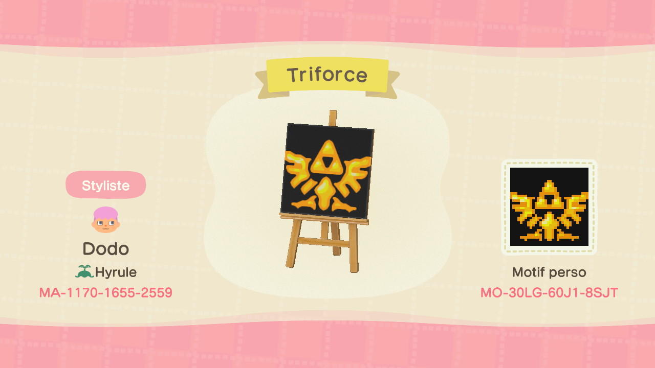 Animal Crossing Design Code: MO-30LG-60J1-8SJT Triforce Emblem