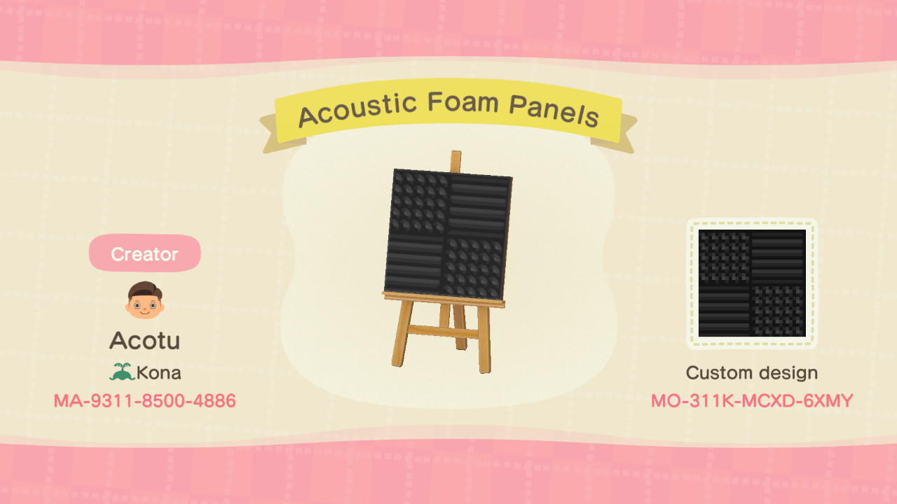 Animal Crossing Design Code: MO-311K-MCXD-6XMY Acoustic Foam Panels