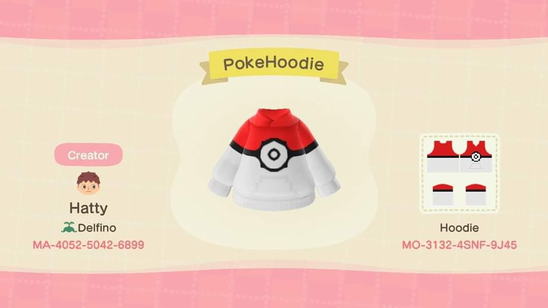 Animal Crossing Design Code: MO-3132-4SNF-9J45 PokeHoodie