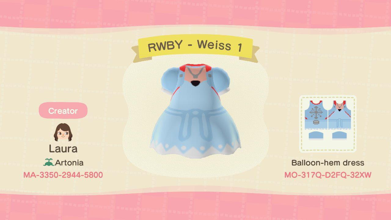 Animal Crossing Design Code: MO-317Q-D2FQ-32XW RWBY - Weiss 1
