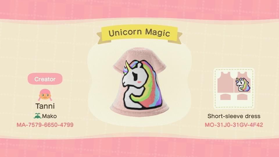 Animal Crossing Design Code: MO-31J0-31GV-4F42 Unicorn Magic