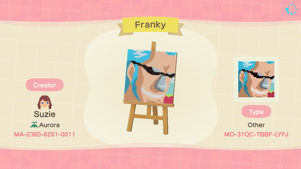 Animal Crossing Design Code: MO-31QC-7BBF-LYFJ One Piece Franky
