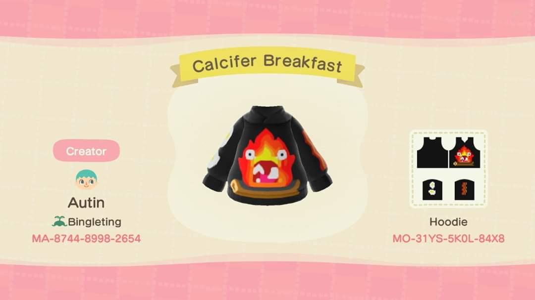 Animal Crossing Design Code: MO-31YS-5K0L-84XB Calcifer Breakfast