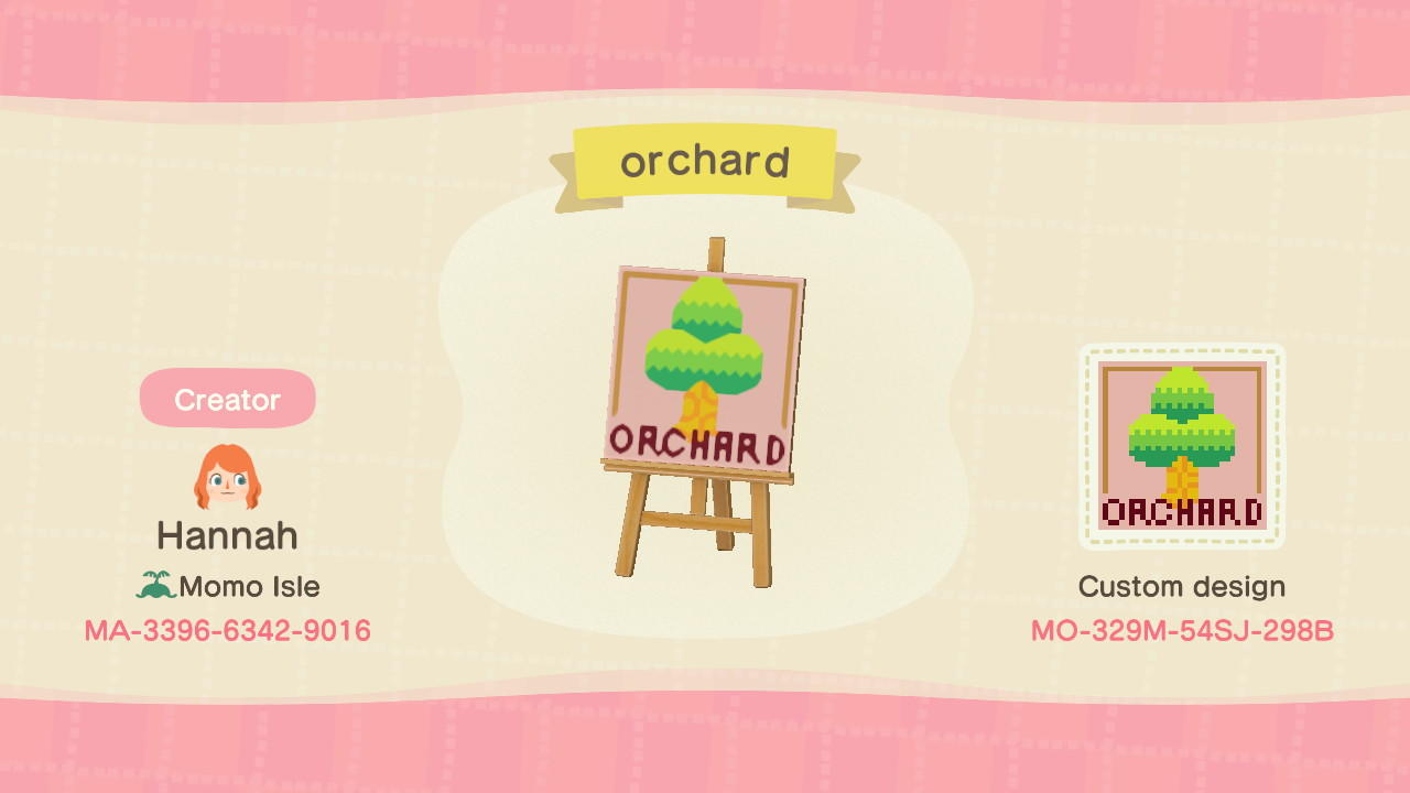 Animal Crossing Design Code: MO-329M-54SJ-298B orchard