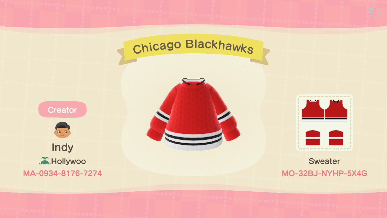 Animal Crossing Design Code: MO-32BJ-NYHP-5X4G Chicago Blackhawks