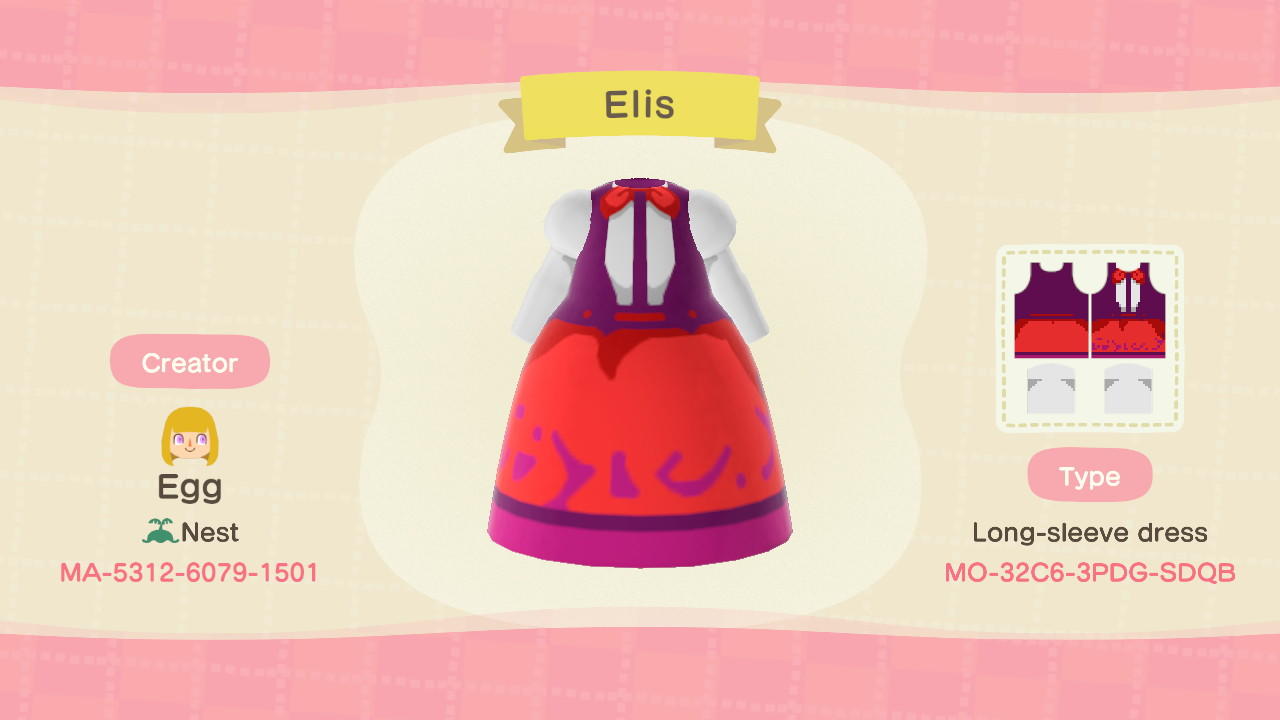 Animal Crossing Design Code: MO-32C6-3PDG-SDQB Elis (Touhou)