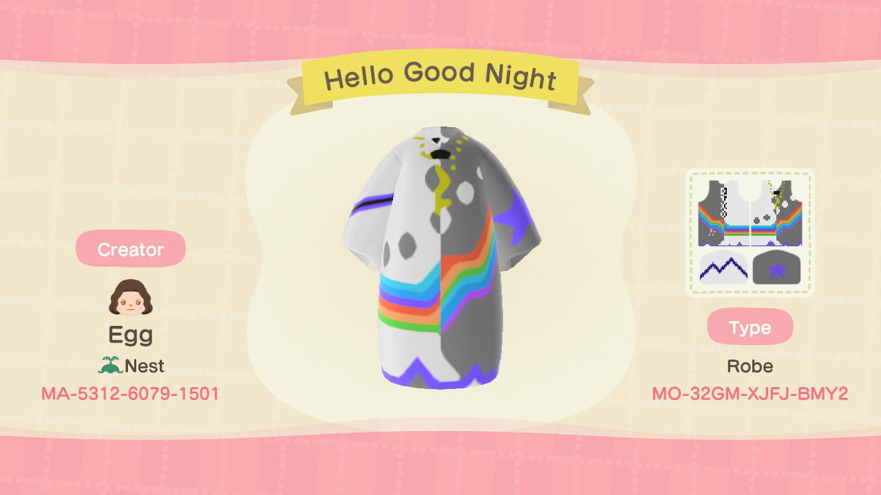Animal Crossing Design Code: MO-32GM-XJFJ-BMY2 Hello, Good Night.