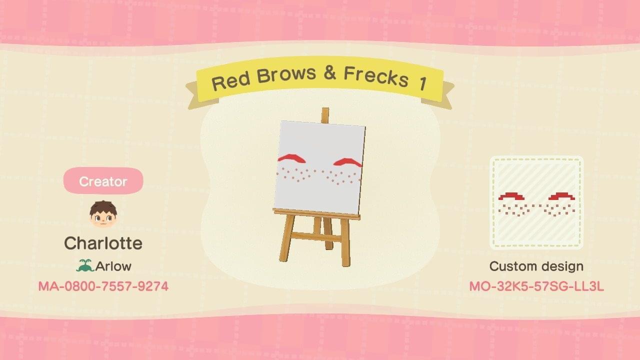 Animal Crossing Design Code: MO-32K5-57SG-LL3L Red brows 1