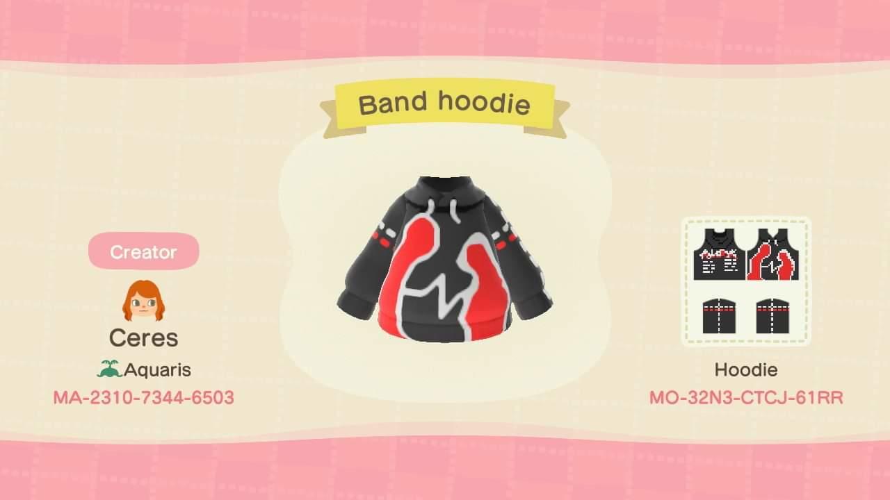 Animal Crossing Design Code: MO-32N3-CTCJ-61RR Band Hoodie