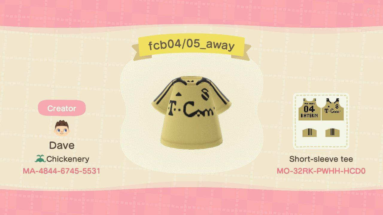 Animal Crossing Design Code: MO-32RK-PWHH-HCD0 FC Bayern 04/05 Away