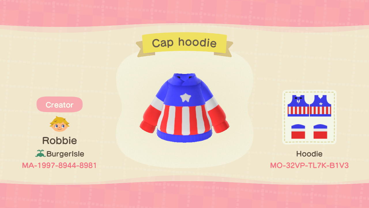 Animal Crossing Design Code: MO-32VP-TL7K-B1V3 Cap hoodie
