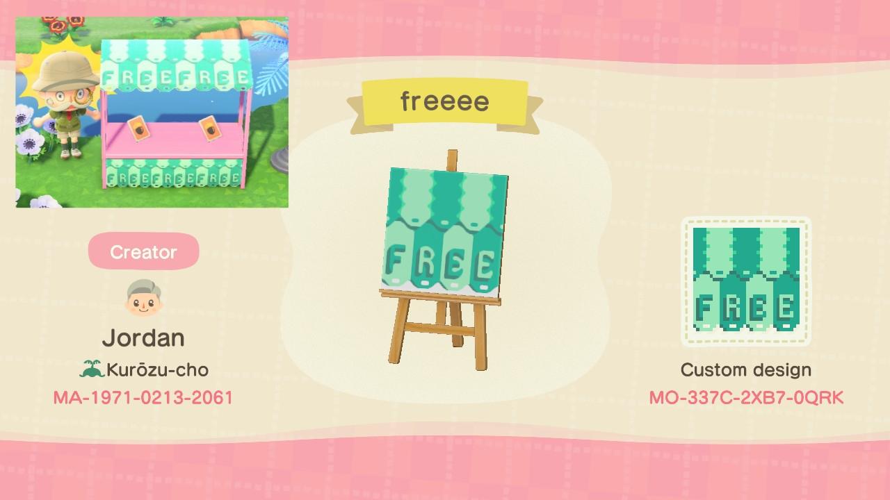 Animal Crossing Design Code: MO-337C-2XB7-0QRK Free Stuff Stall