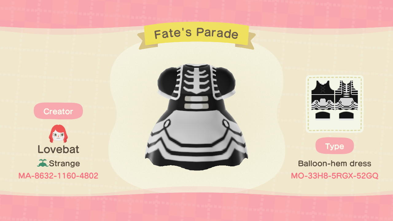 Animal Crossing Design Code: MO-33H8-5RGX-52GQ Fate’s Parade